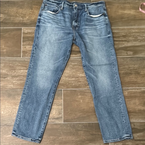 Lucky Brand Blue Straight Jeans with Distressed Finish - Picture 1 of 11